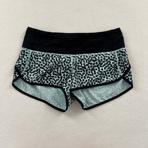 Lululemon Women Run Speed Short Block It Pocket Ace Spot Tranquil Blue Black 6 - Picture 1 of 12